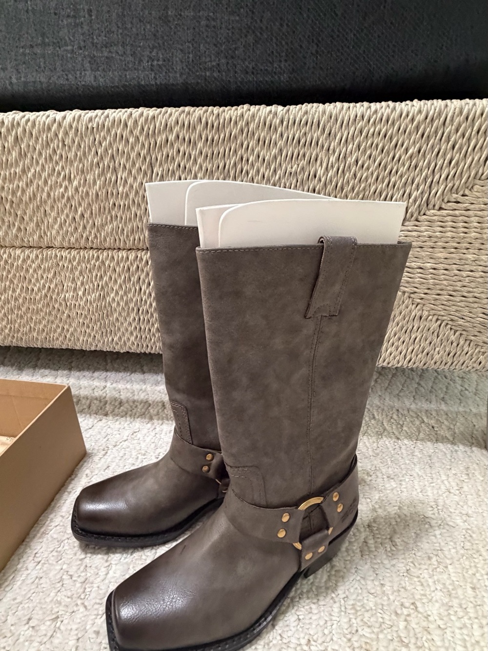 FRYE AND CO. Women’s Smoke Lorrie Harness Mid-Calf Leather Boots - Picture 10 of 11